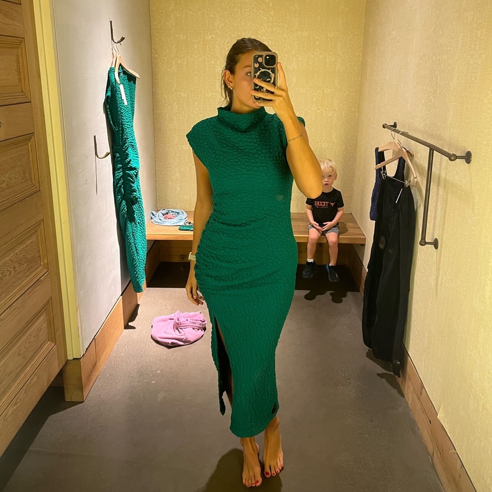 Emerald Green Ribbed Sheath Dress- anthropologie